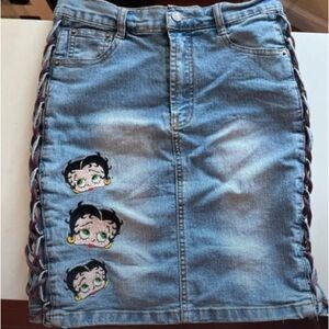 Betty Boop Blue Gray Knee-Length Pencil Skirt